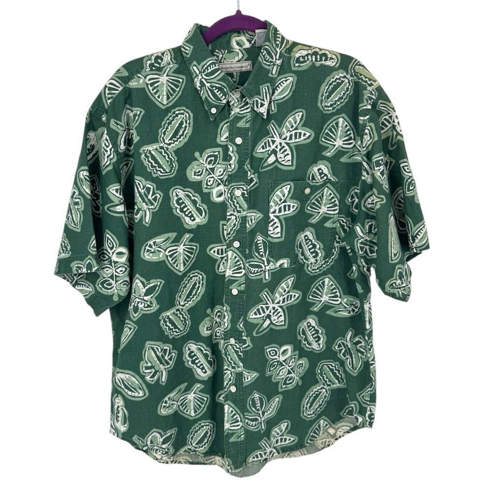 Vintage 90s Bugle Boy Button Down AOP Short Sleeve Chest Pocket Cotton Shirt XL